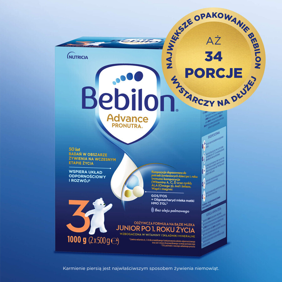 Bebilon Advance Pronutra 3 Junior, voedzame melkvoeding, na 1 jaar, 1000 g