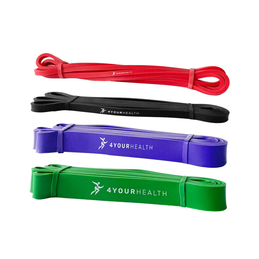 4yourhealth Power Band, oefenrubberset, 4 stuks