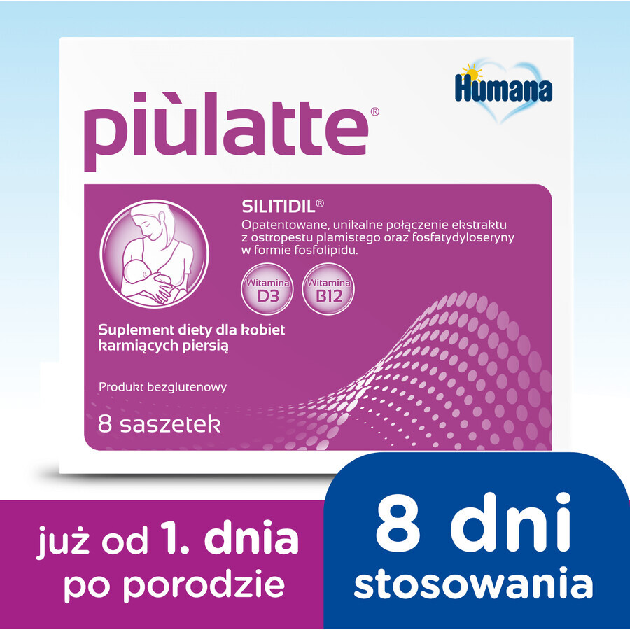 Humana Piulatte, voor vrouwen die borstvoeding geven, 5 g x 8 sachets