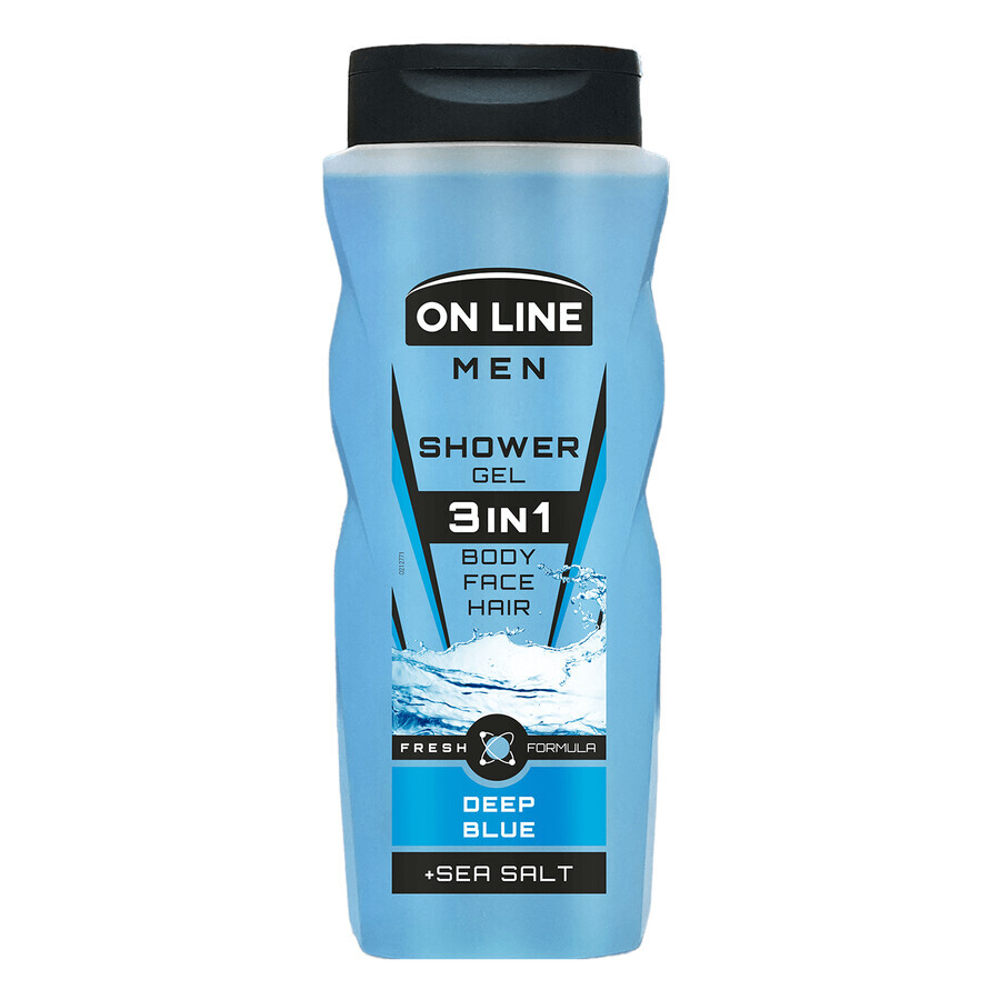 On Line Men, shower gel for men 3in1, Deep Blue, 410 ml