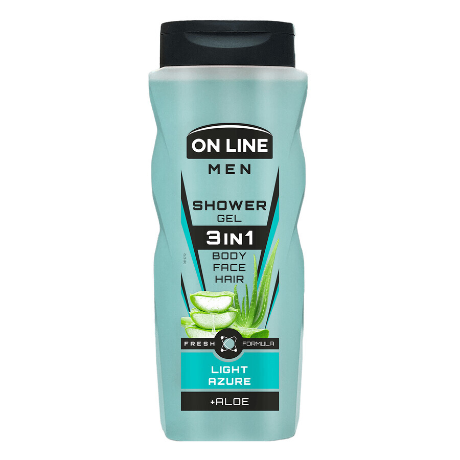 On Line Men, heren douchegel 3in1, Light Azure, 410 ml