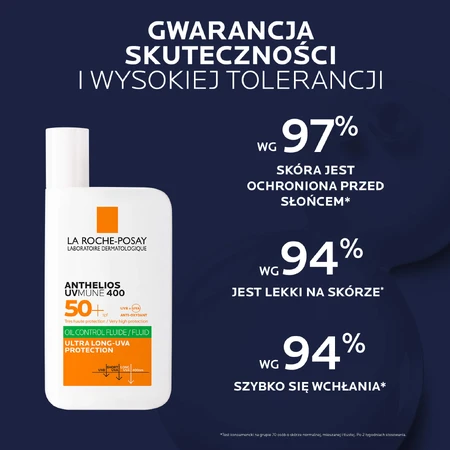 La Roche-Posay Anthelios UVMune 400, fluid ochronny do twarzy, SPF 50+, 50 ml USZKODZONE OPAKOWANIE: ceny i cechy
