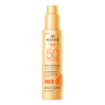 Nuxe Sun, loción protectora solar para rostro y cuerpo, spray, SPF 50, 150 ml + gel de ducha para después del sol, 100 ml gratis