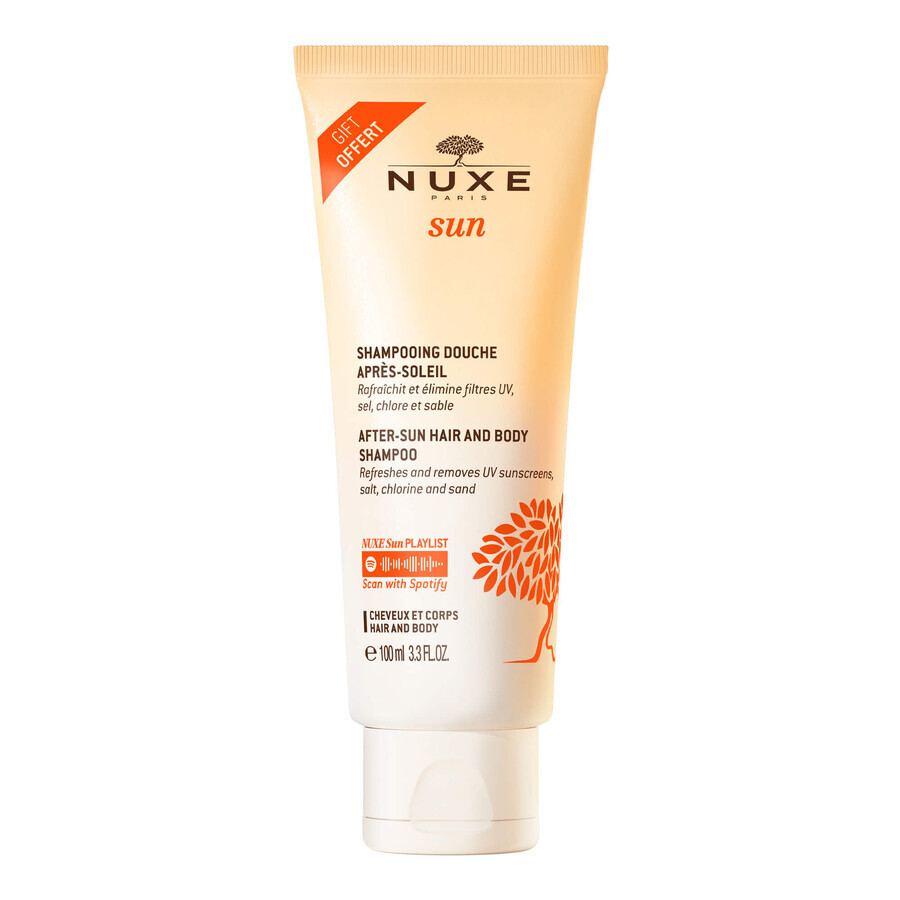 Nuxe Sun, loción protectora solar para rostro y cuerpo, spray, SPF 50, 150 ml + gel de ducha para después del sol, 100 ml gratis