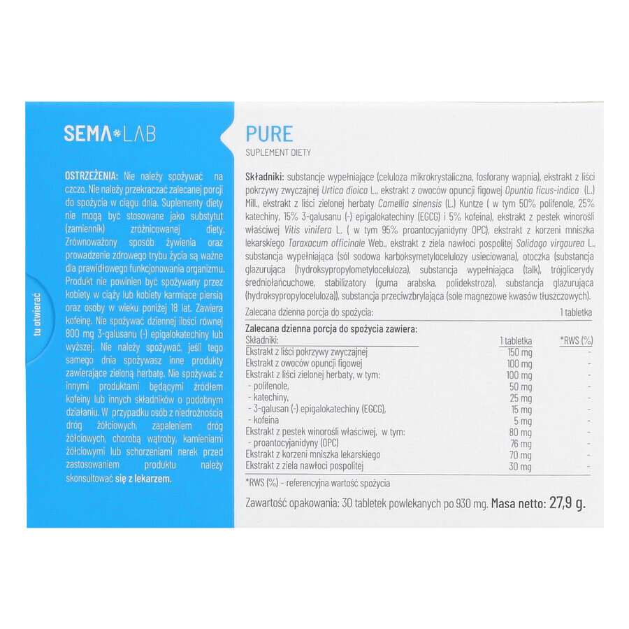 SEMA Lab Pure, 30 tabletten