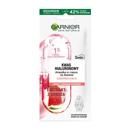 Garnier Skin Naturals, straffende Ampulle in einer Stoffmaske, Hyaluronsäure und Wassermelone, 15 g