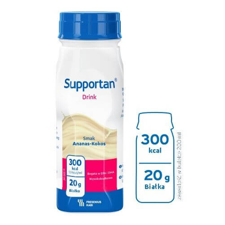 Supportan Drink, voedingspreparaat, ananas- en kokossmaak, 4 x 200 ml