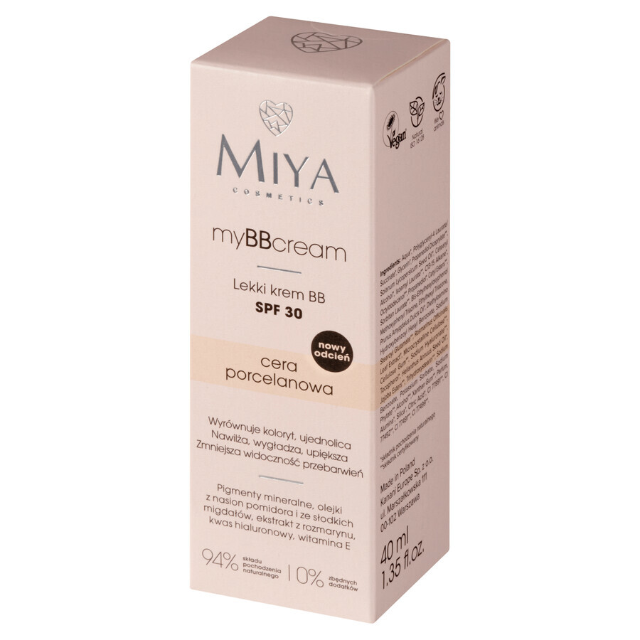 Miya myBBcream, lightweight BB cream, porcelain complexion, SPF30, 40 ml