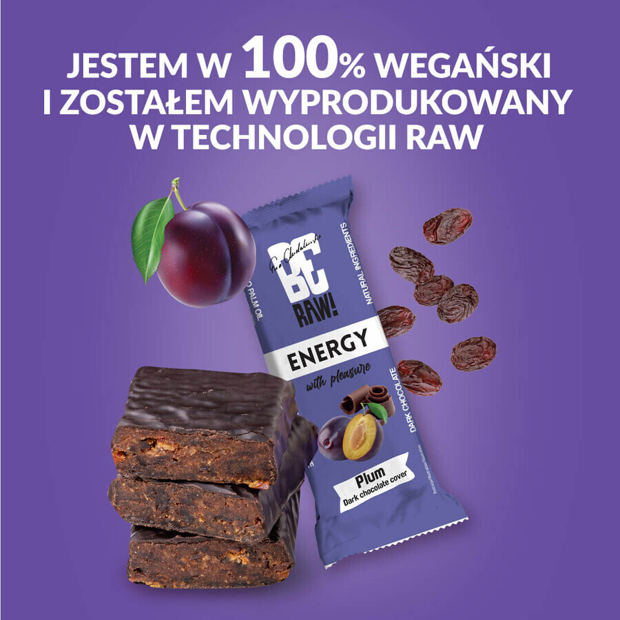 beRAW! Energy, energy bar, plums, dark chocolate, 40 g