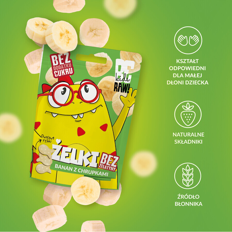 BeRAW! Kids, gelatine, banana con patatine, senza zuccheri aggiunti, 35 g