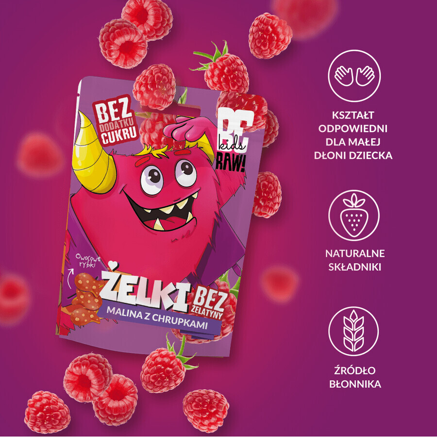 BeRAW! Kids, jelly beans, framboos met chips, zonder toegevoegde suiker, 35 g