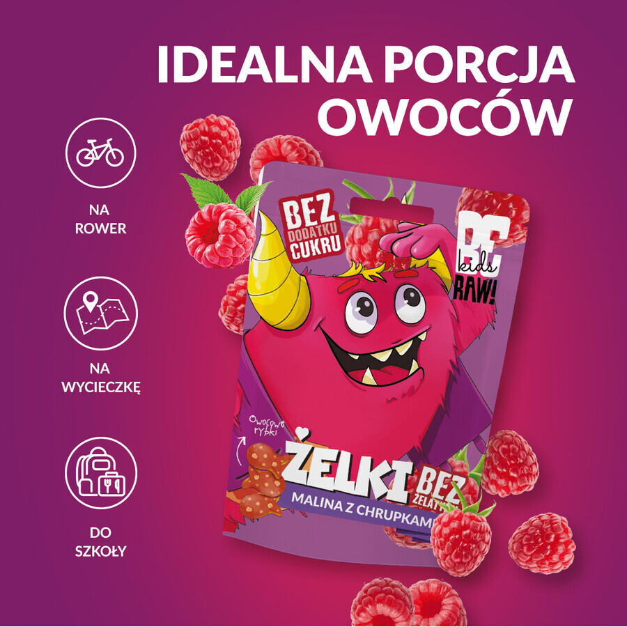 BeRAW! Kids, jelly beans, framboos met chips, zonder toegevoegde suiker, 35 g