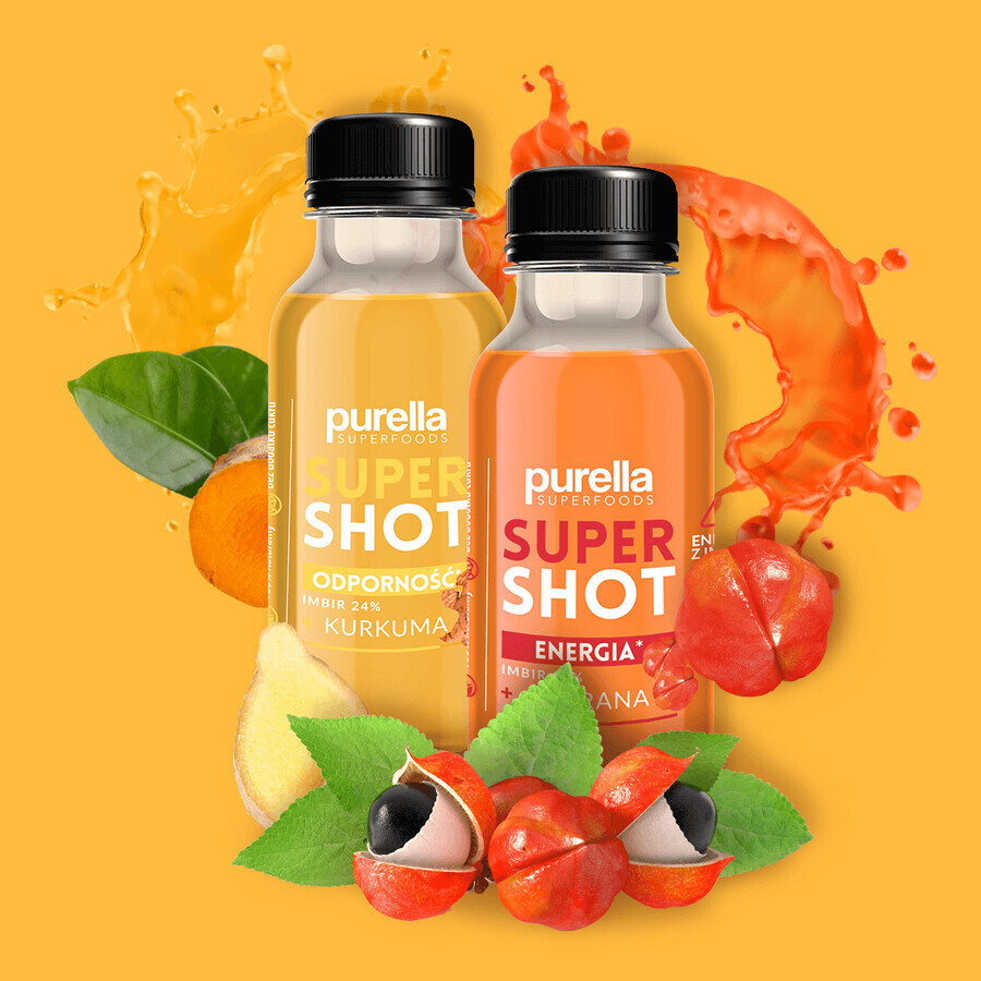 Purella Superfoods SuperShot Immunity, still drink, gember + kurkuma, 100 ml