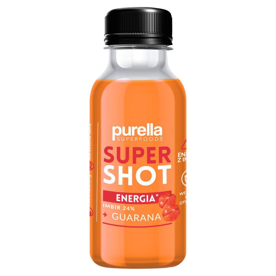 Purella Superfoods SuperShot Energy, still drink, gember + guarana, 100 ml