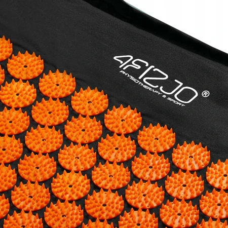4Fizjo Acupressuurmat, grote acupressuurmat met kussen, 110 cm x 42 cm, zwart en oranje