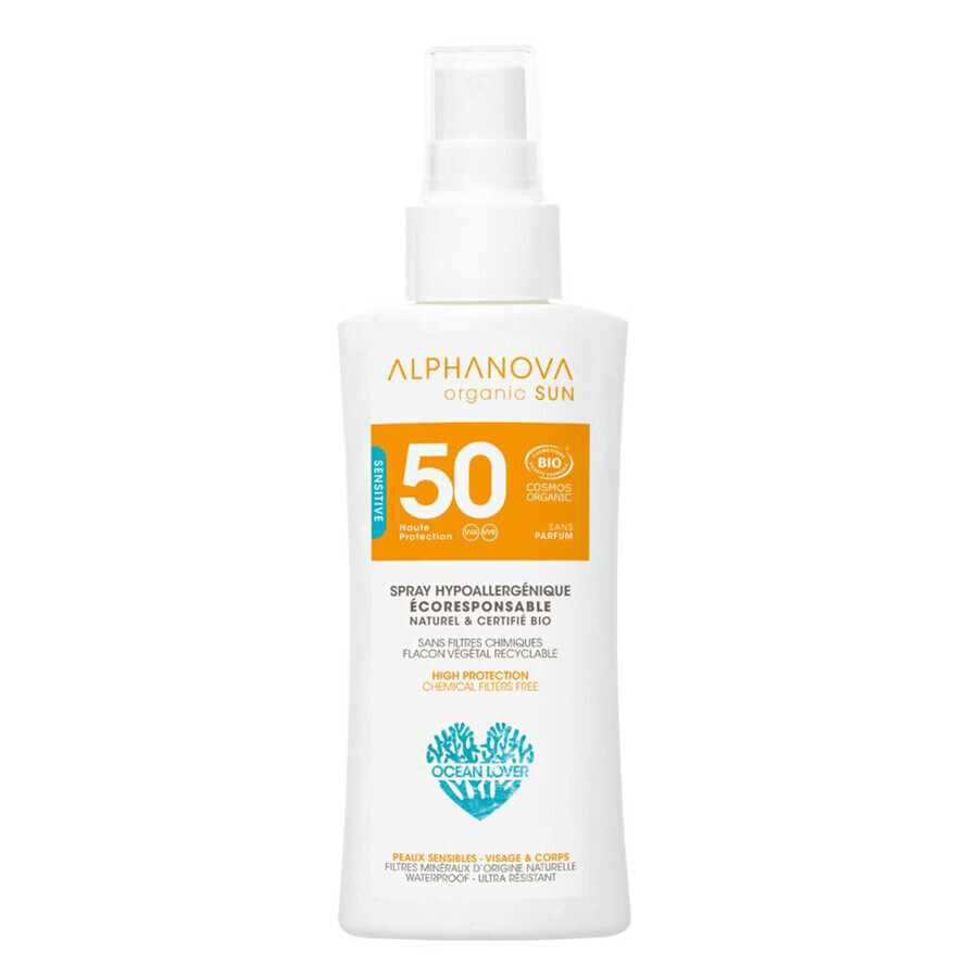 Alphanova Sun Bio, zonnebrandspray, hypoallergeen, SPF 50, 90 g