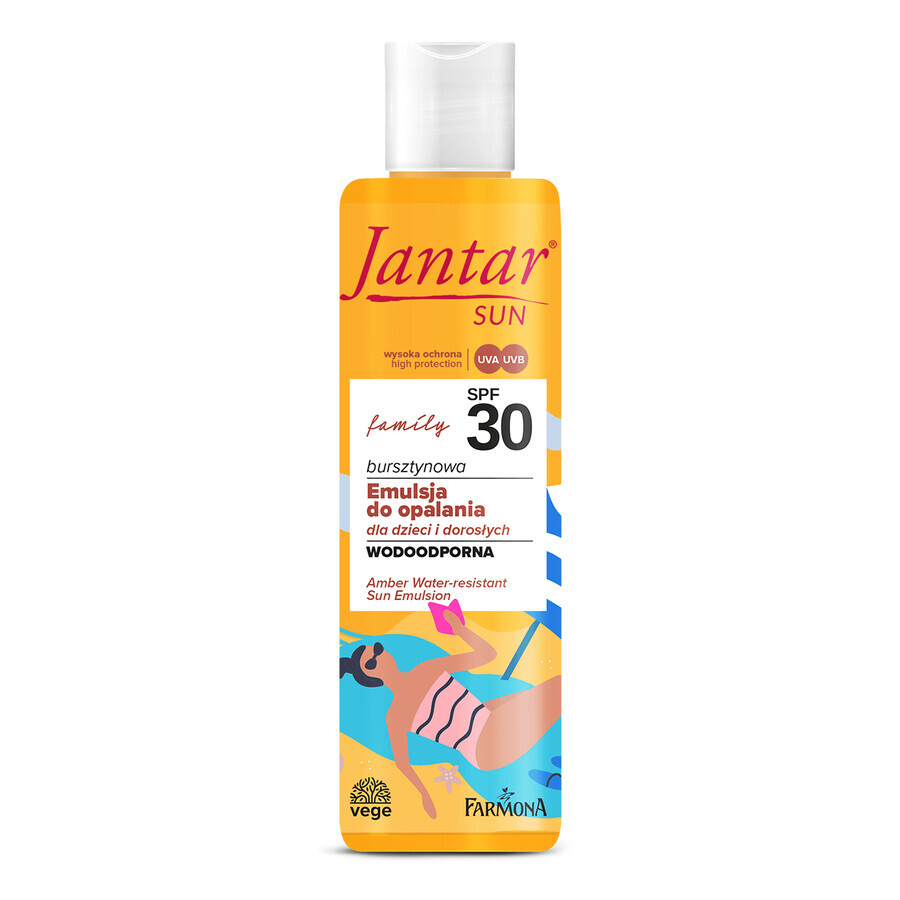 Farmona Jantar Sun, amberkleurige zonnebad emulsie voor kinderen en volwassenen, waterbestendig, SPF 30, 200 ml