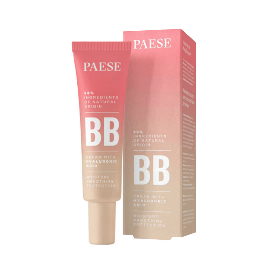 Paese BB Cream cu acid hialuronic, cremă BB naturală, nr. 02 Beige, 30 ml