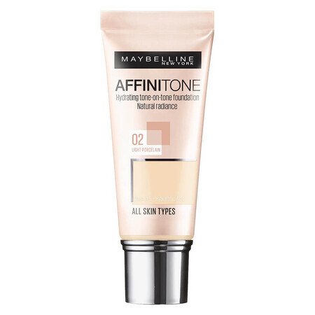 Maybelline Affinitone, foundation, 02 Light Porcelain, 30 ml