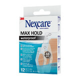 MAX HOLD waterproof patches, 12 pieces, Nexcare