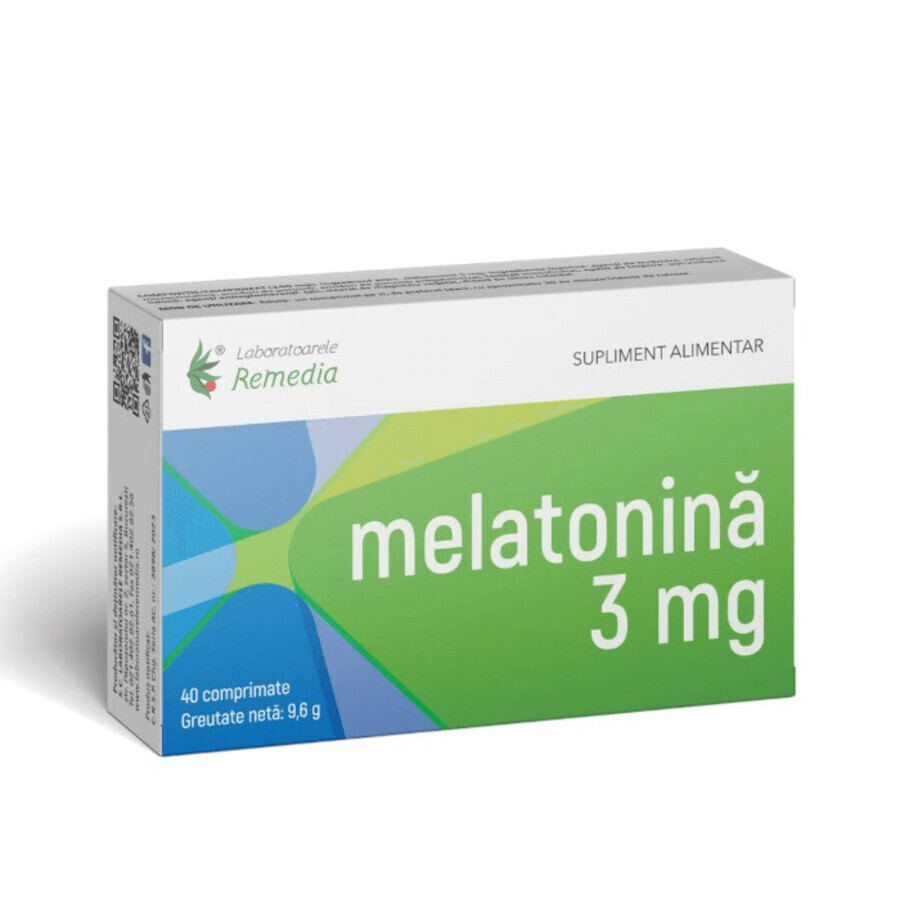 Melatonina, 3 mg, 40 comprimidos, Remedia