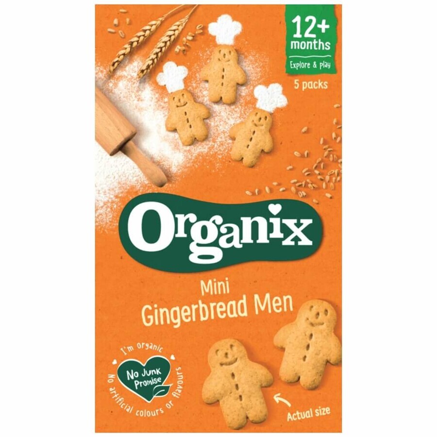 Mini biscuits bio au gingembre 12 mois+, 5x20 g, Organix