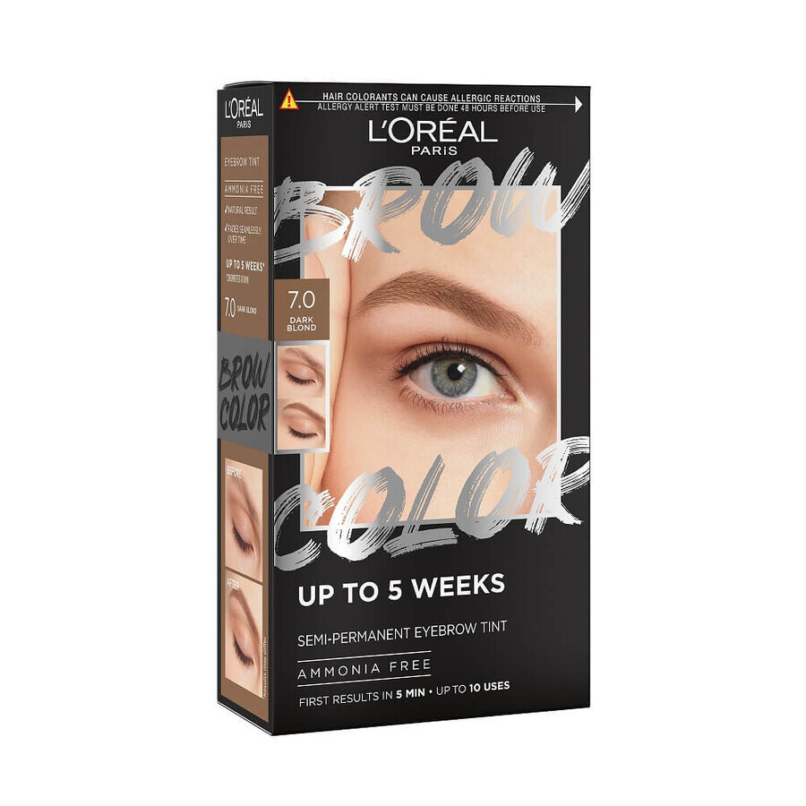 Kit colorare semi-permanenta sprancene Brow Color nuanta 7.0 Dark Blonde Brow Color, nuanta 7.0 Dark Blonde, Loreal