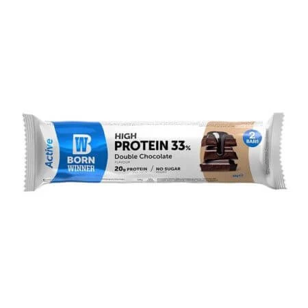 Eiwitreep met Double Chocolate Active, 2 x 30 g, Born Winner