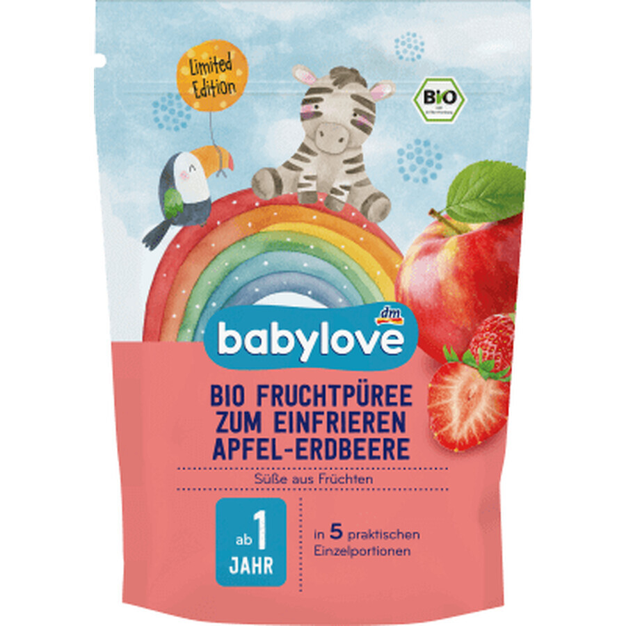 Babylove Vruchtenpuree met appels en aardbeien 1 jaar +, 225 g