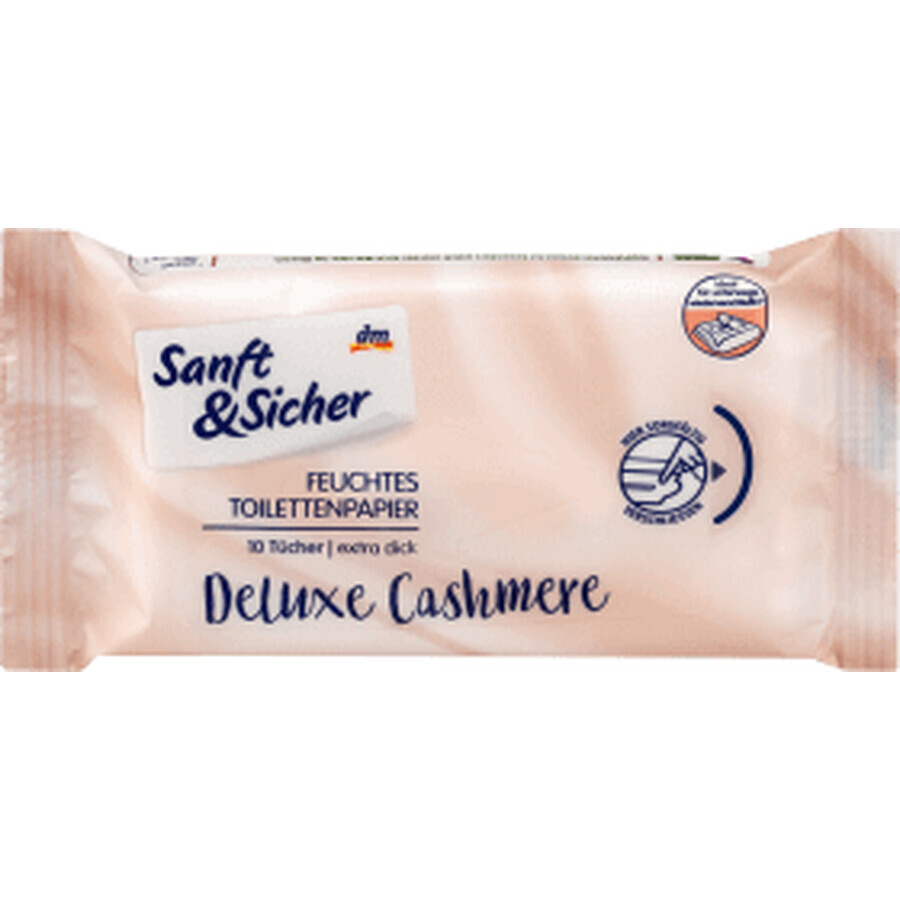 Sanft&amp;Sicher Deluxe kasjmier nat toiletpapier, 10 stuks