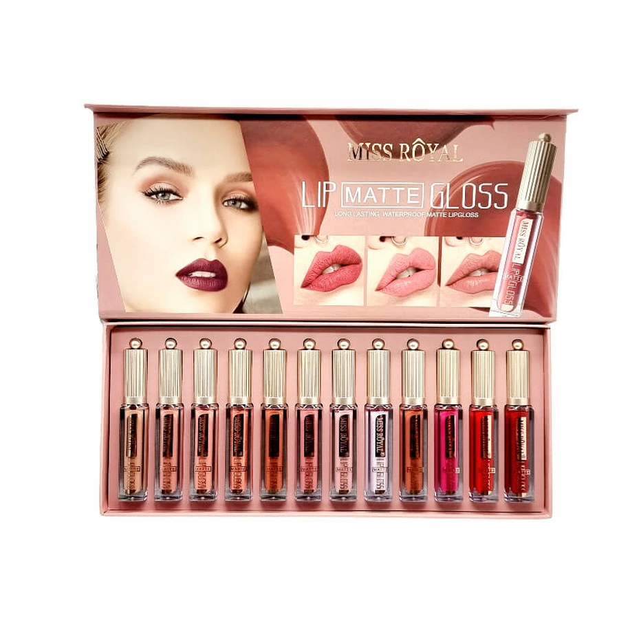 Set 12 rujuri de buze, Miss Royal, Matte Waterproof