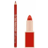 Lippenpotlood en lippenstift set, W7, Too Fabulous Lip Kit, Rood