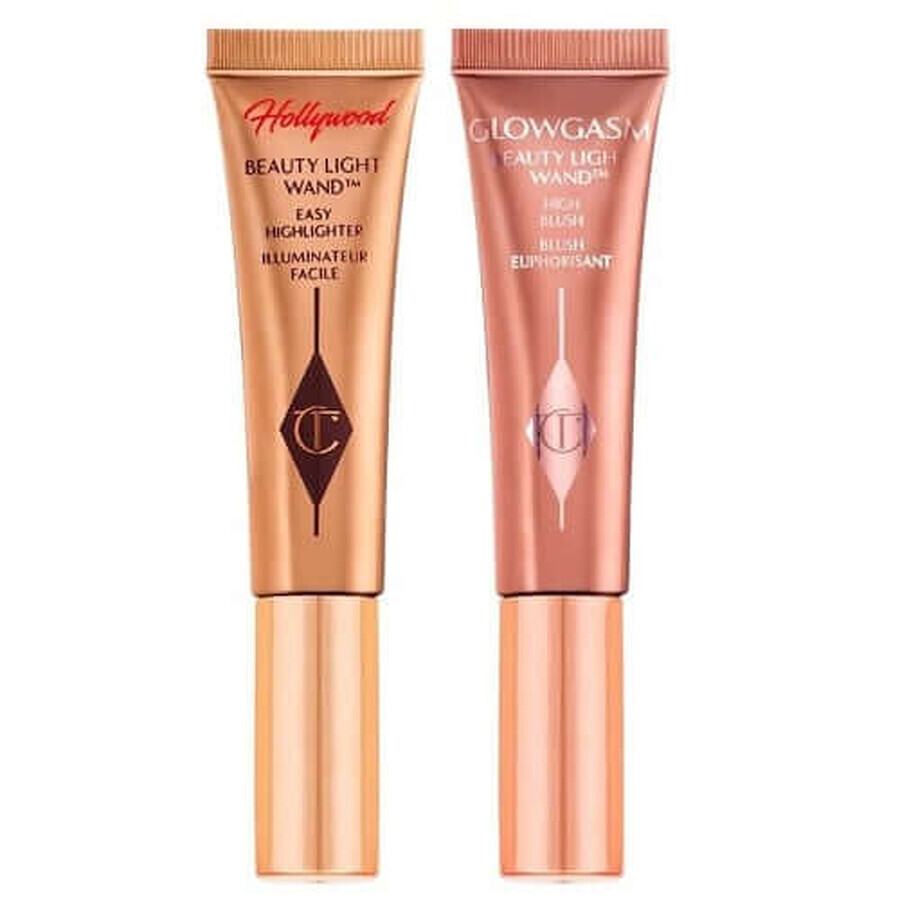 Set di illuminatori e fard, Charlotte Tilbury, Hollywood Superstar Glow Kit, bacchetta luminosa di bellezza, 2 x 5 ml