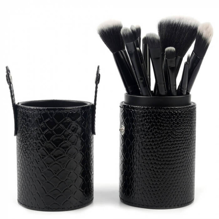 Set of 12 Make-up brushes, black storage case