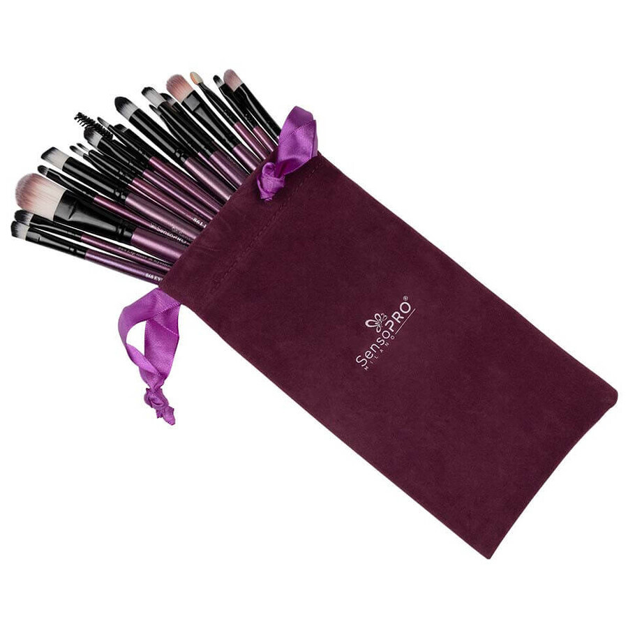 Set of 20 Mauve Brushes makeup brushes, storage case included