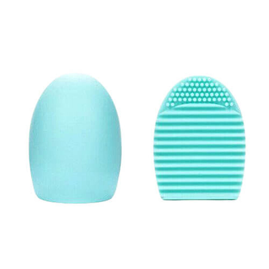 Brush Egg - Accesorio de silicona para limpiar las brochas de maquillaje, Color Azul