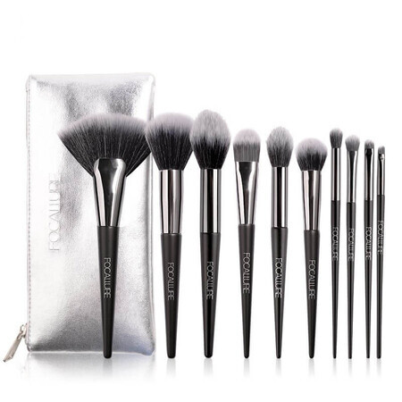 Set van 10 Focallure make-up kwasten, inclusief tasje