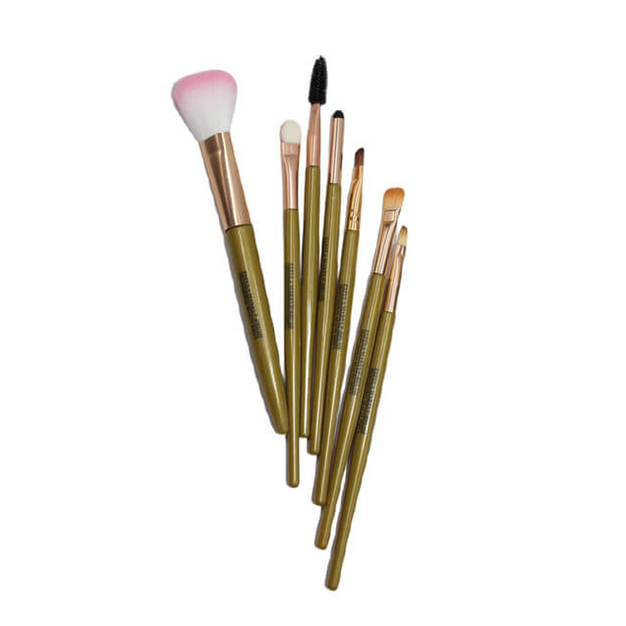 Makeup brushes, Makeup Brush, 7 brushes, Green