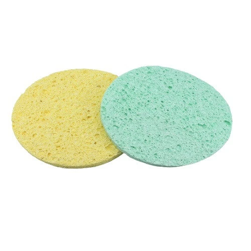 Set 2 reinigingssponsjes voor gezicht, Make-up, Geelgroen, 01