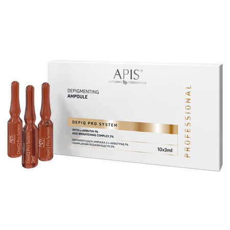 Apis Fiolă depigmentantă cu -arbutină 1% și complex de iluminare 2%, 10x3ml