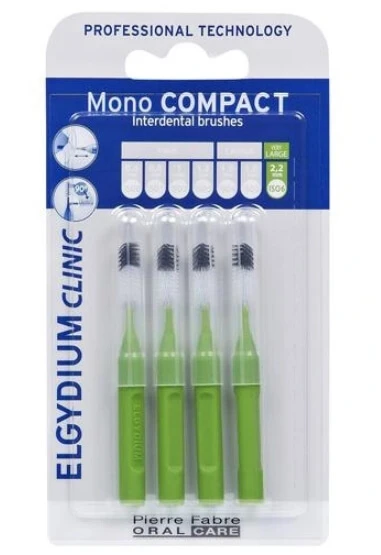 Elgydium Clinic Mono Compact 6 Groene Tandenborstel 2,2mm, 4 stuks.