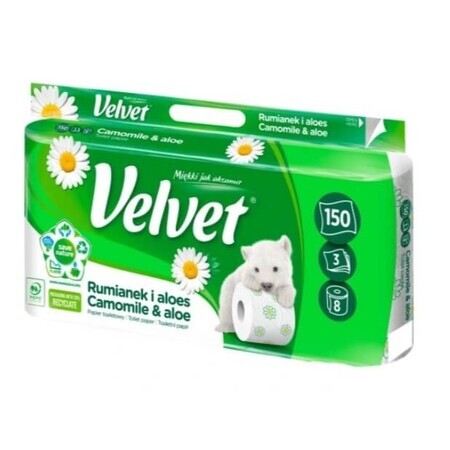 Hârtie igienică Velvet Chamomile și Aloe Vera, 8 role