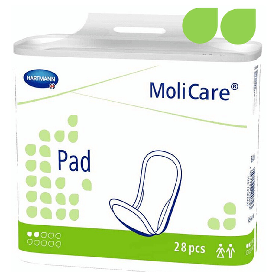 Serviettes absorbantes pour l'incontinence MoliCare Pad 2 gouttes, 28 pièces, Hartmann