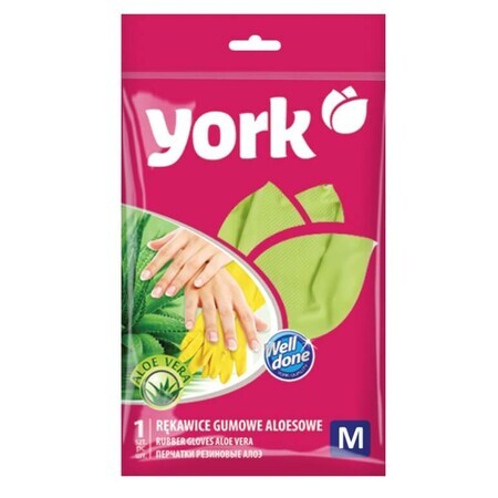 York, Rubber handschoenen, aloë vera, maat M, 1 paar