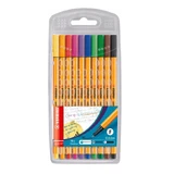 Stabilo, punta fina 88, colores mezclados, 10 unidades