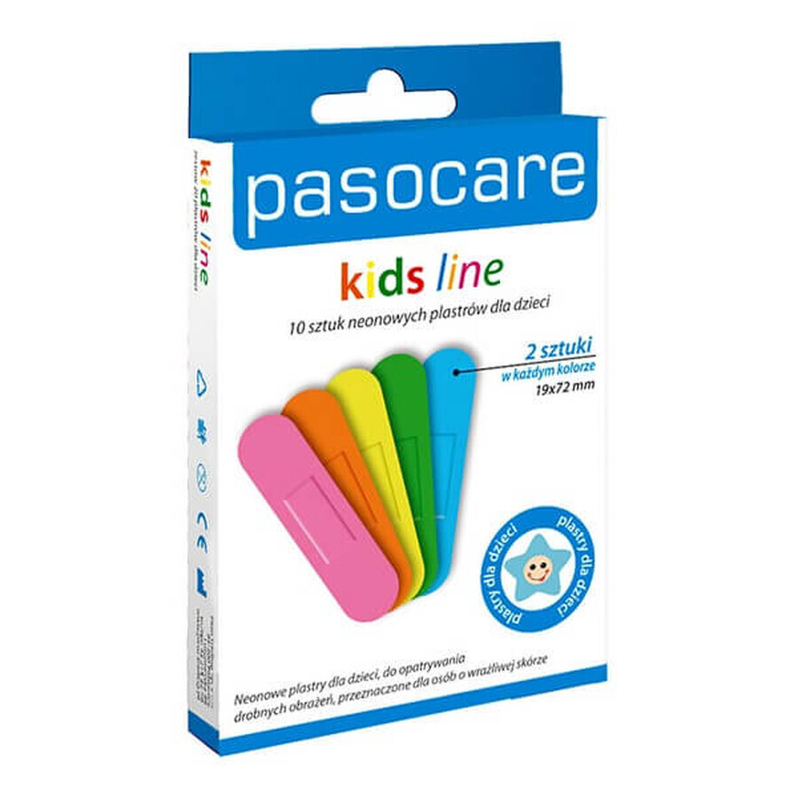 Pasocare Kids Lijn Neon Pleisterset, voor kinderen, 10 stuks - Langdurig!