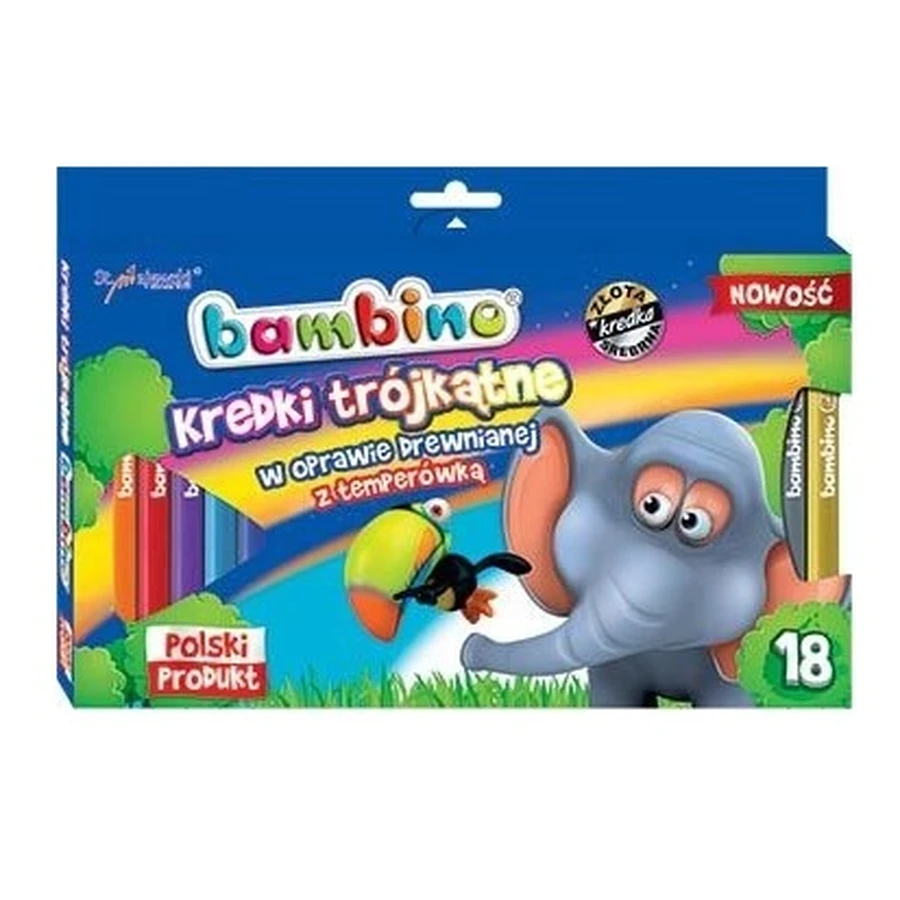 Bambino, driekleurige kleurpotloden, 18 kleuren + puntenslijper