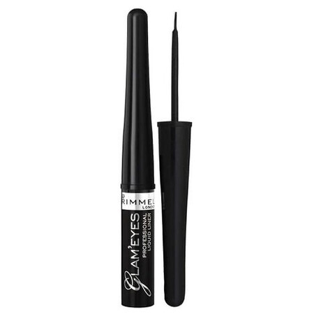 Rimmel Glam Eyes Eyeliner lichid 001 Glamour Black, 3.5ml