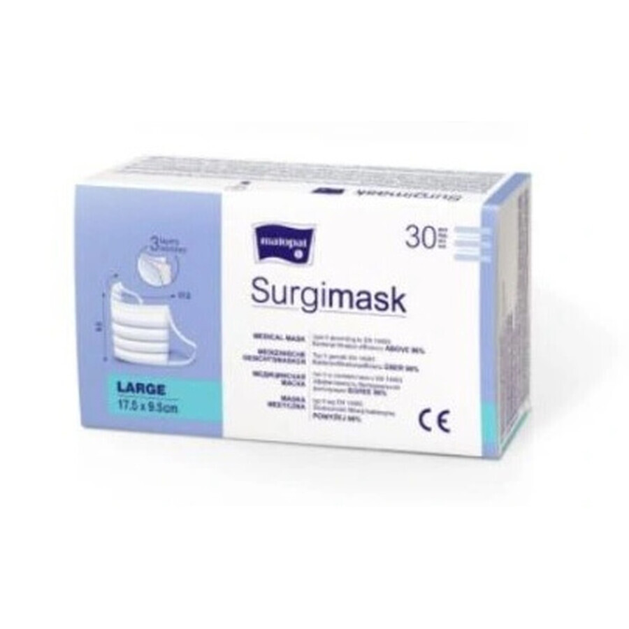 Surgimask, MED maskers type II neopac, 3 lagen L, 30 st - Lange termijn!