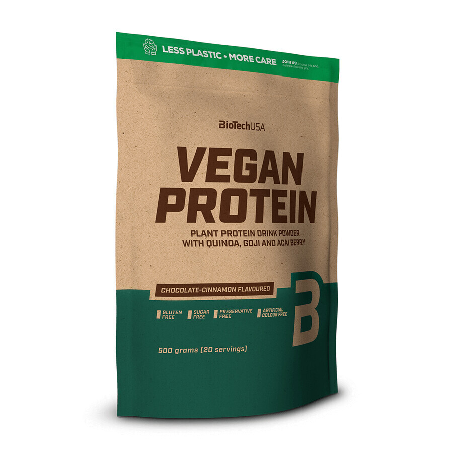 Vegan Protein cu aroma de chocolate-cinnamon, 500 grame, BioTech USA